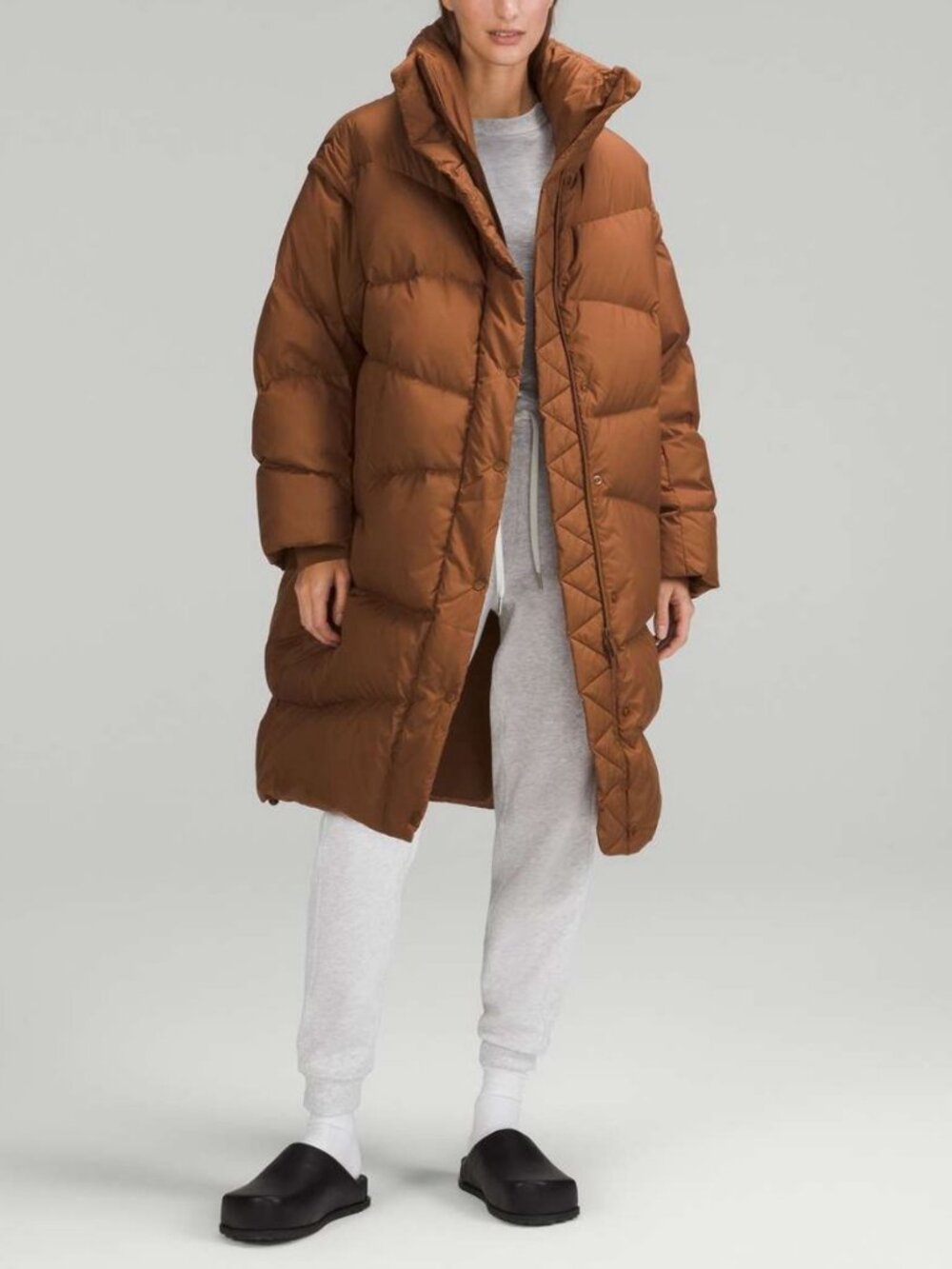 Lululemon long oversized down puffer jacket brown women's size M/L